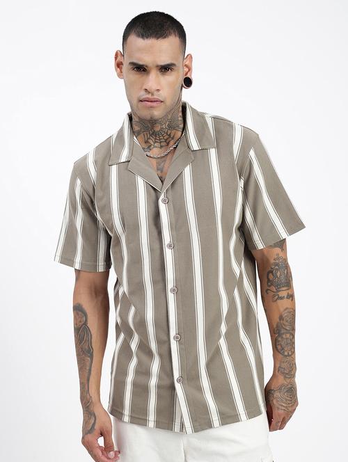 men short sleeves striped casual shirt - 21597509 - Very Small Image - 1