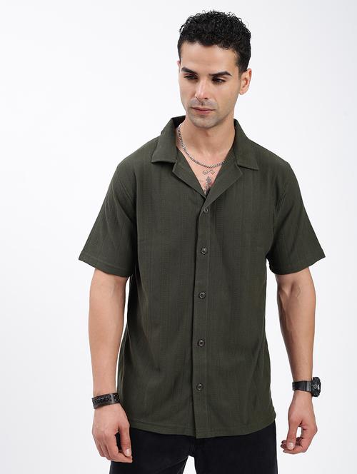men loose fit solid cuban collar casual shirt - 21597529 - Very Small Image - 1
