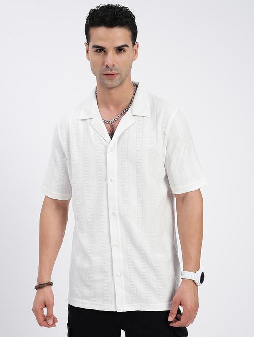 men loose fit solid cuban collar casual shirt - 21597530 - Very Small Image - 1