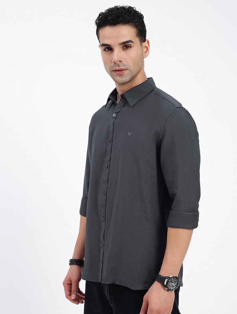 men regular fit solid long sleeve casual shirt - 21597564 - Zoom Image - 2