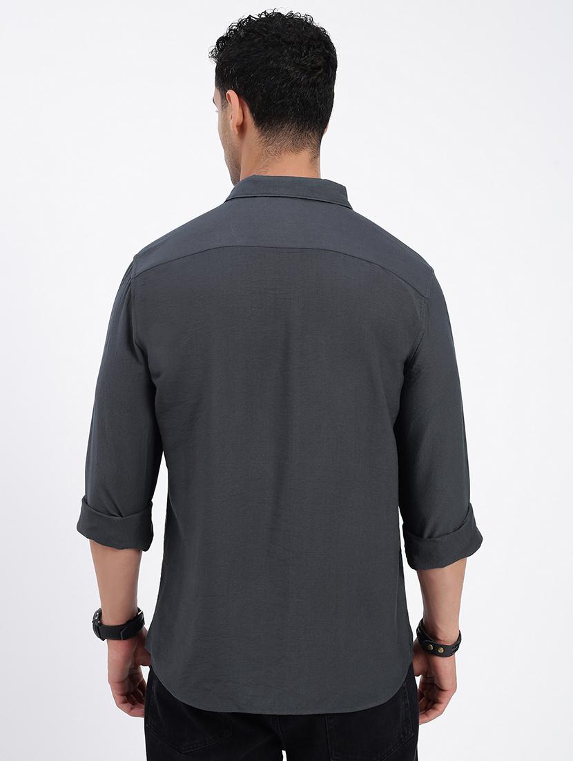 men regular fit solid long sleeve casual shirt - 21597564 - Zoom Image - 3