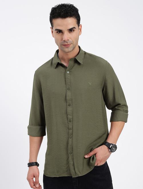 men regular fit solid long sleeve casual shirt - 21597565 - Very Small Image - 1