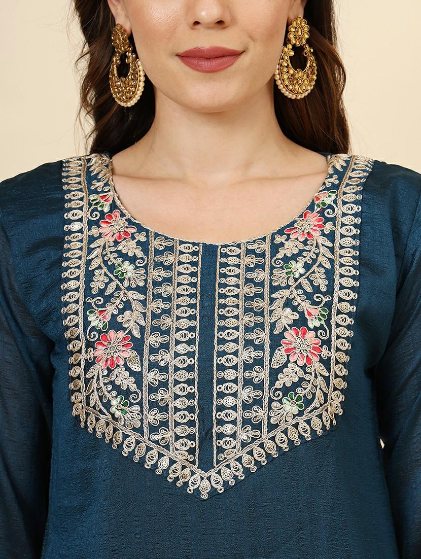 women embroidered three quarter sleeve suit set - 21597691 - Standard Image - 5