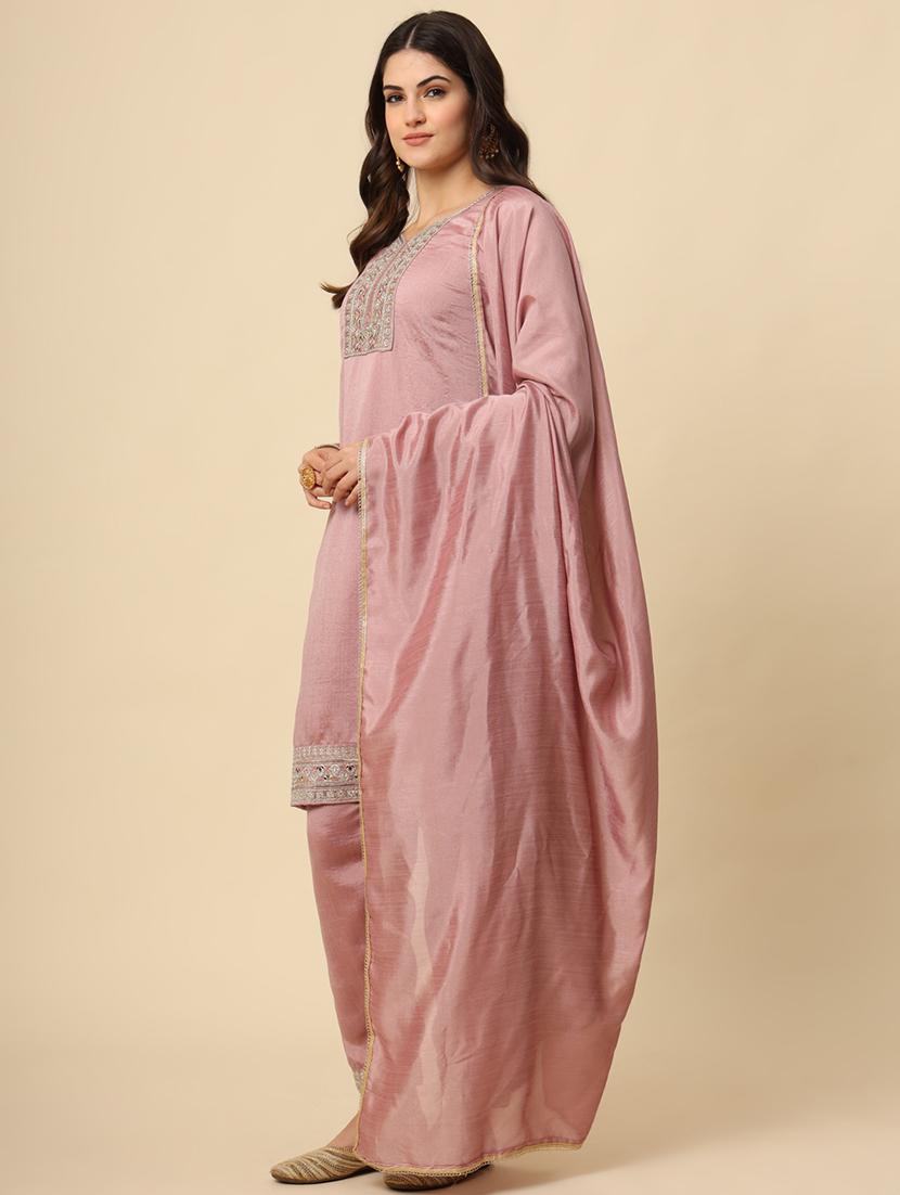 women embroidered three quarter sleeve suit set - 21597755 - Standard Image - 2