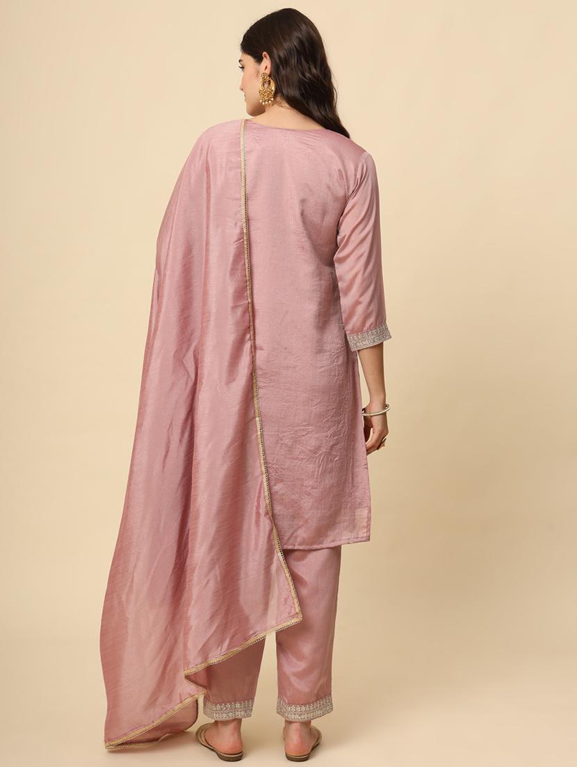 women embroidered three quarter sleeve suit set - 21597755 - Zoom Image - 4
