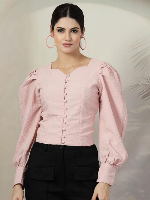 women pink solid regular top - 21597833 - Very Small Image - 1