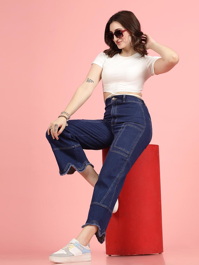 women navy blue plain denim jean - 21597900 - Zoom Image - 4