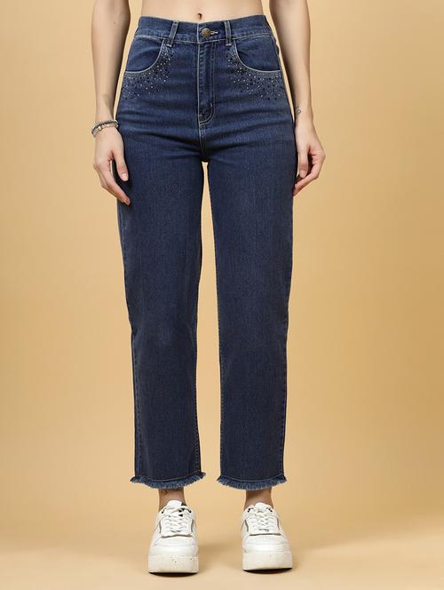 women blue plain denim jean - 21597915 - Very Small Image - 1
