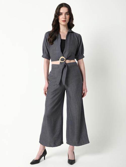 women solid top and trouser with tube top set - 21597976 - Very Small Image - 1