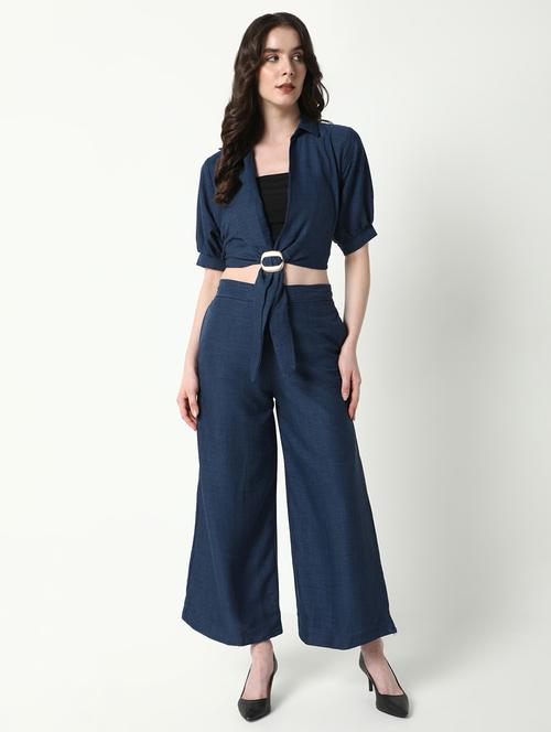 women solid top and trouser with tube top set - 21597977 - Very Small Image - 1