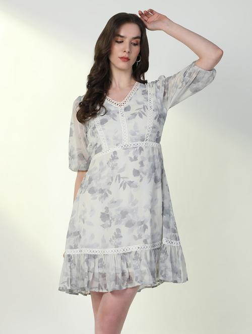 women floral v neck fit & flare dress - 21598026 - Very Small Image - 1