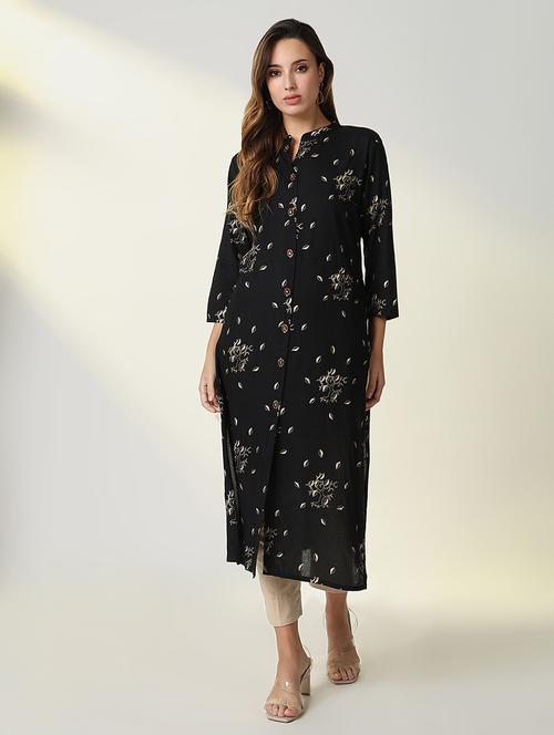 women printed mandarin neck straight kurta - 21598070 - Very Small Image - 1