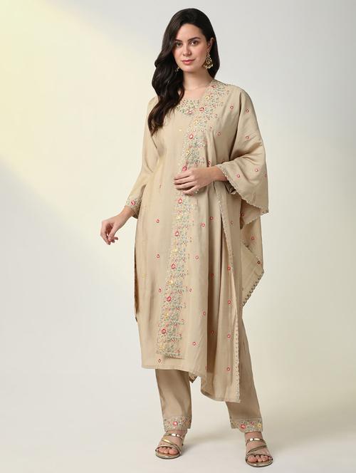 women three quarter sleeve kurta pant with dupatta set - 21598106 - Very Small Image - 1