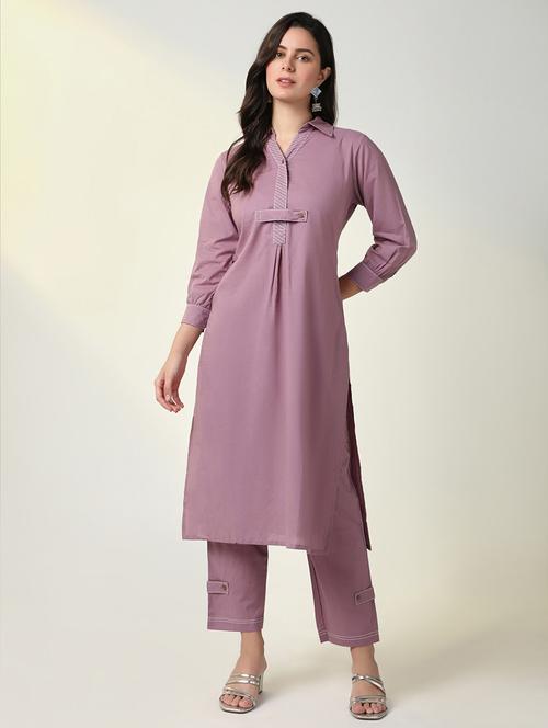 women solid kurta and pant set - 21598119 - Very Small Image - 1