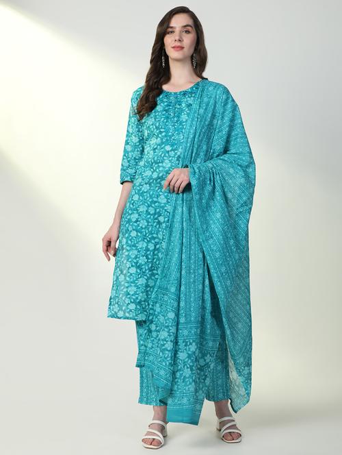 women floral printed kurta pant set with dupatta - 21598128 - Very Small Image - 1