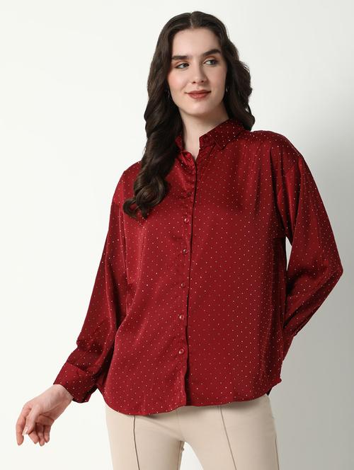 women polka doted collatred regular shirt - 21598143 - Very Small Image - 1