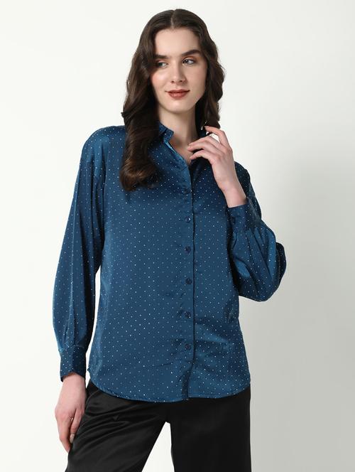 women polka doted collatred regular shirt - 21598144 - Very Small Image - 1