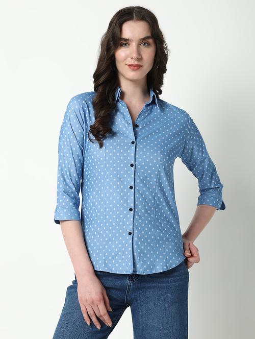women polka dots three quarter sleeve shirt - 21598149 - Very Small Image - 1