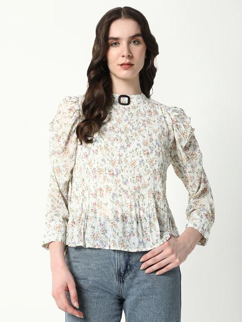 women floral three quarter sleeve top - 21598196 - Very Small Image - 1