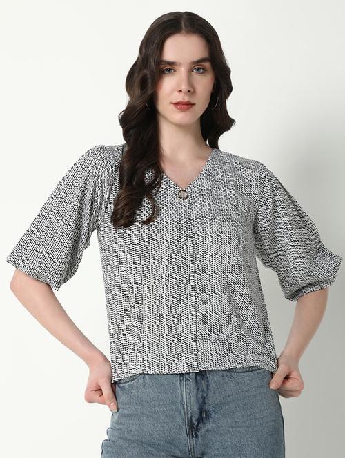 women white printed puff sleeves top - 21598205 - Very Small Image - 1