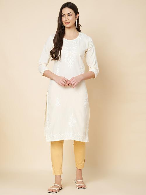 women embroidered three quarter sleeve straight kurta - 21598225 - Very Small Image - 1
