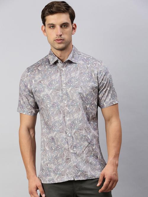 men slim fit printed short sleeves casual shirt - 21598267 - Very Small Image - 1