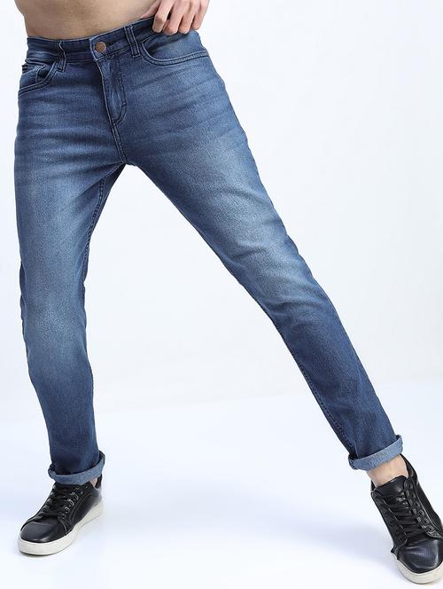 men plain slim fit mid rise jeans - 21598430 - Very Small Image - 1