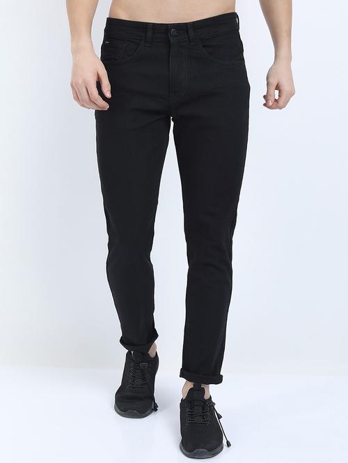 men plain slim fit mid rise jeans - 21598436 - Very Small Image - 1