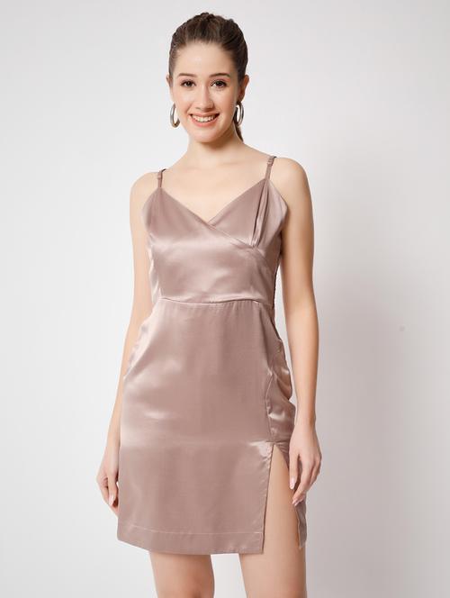 women pink solid sheath dress - 21598488 - Very Small Image - 1