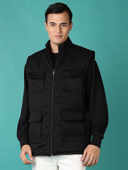 men solid sleeveless casual jacket - 21599143 - Very Small Image - 1