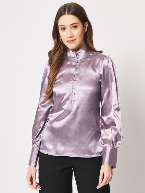 women lavender solid long sleeve top - 21599878 - Very Small Image - 1