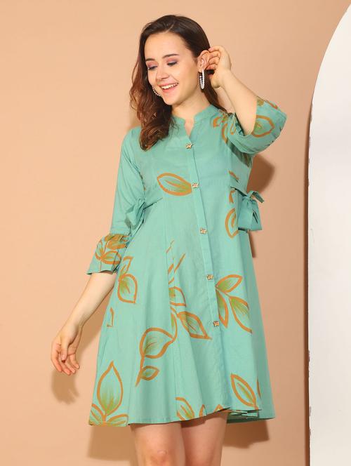 women green printed shirt dress - 21600604 - Very Small Image - 1