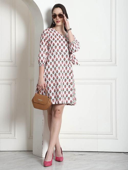 women white printed a-line dress - 21600610 - Very Small Image - 1