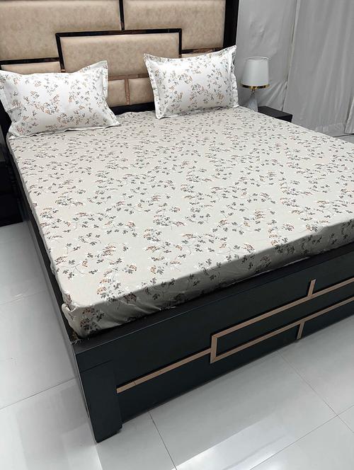 printed tc fitted king-sized bedsheet with elastic and 2 pillow covers - 21601721 - Very Small Image - 1