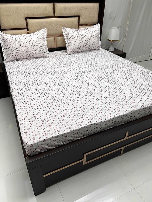 printed tc fitted king-sized bedsheet with elastic and 2 pillow covers - 21601820 - Very Small Image - 1