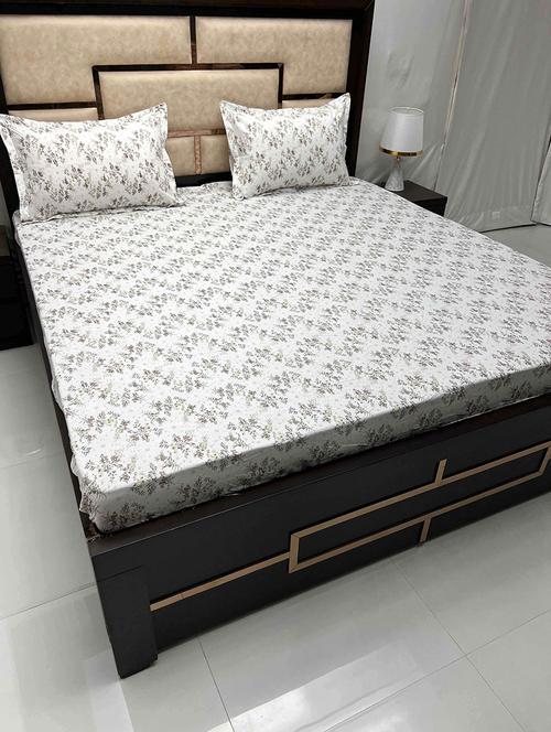 printed tc fitted king-sized bedsheet with elastic and 2 pillow covers - 21601823 - Very Small Image - 1