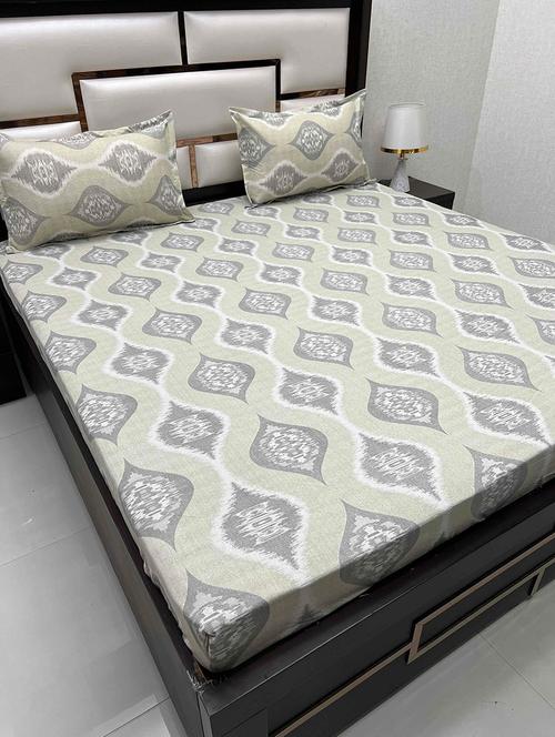 printed tc fitted king-sized bedsheet with elastic and 2 pillow covers - 21601995 - Very Small Image - 1