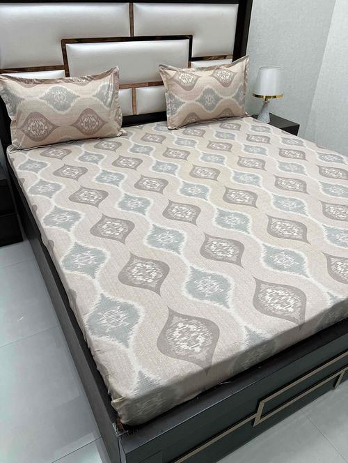 printed tc fitted king-sized bedsheet with 2 pillow covers - 21602249 - Very Small Image - 1