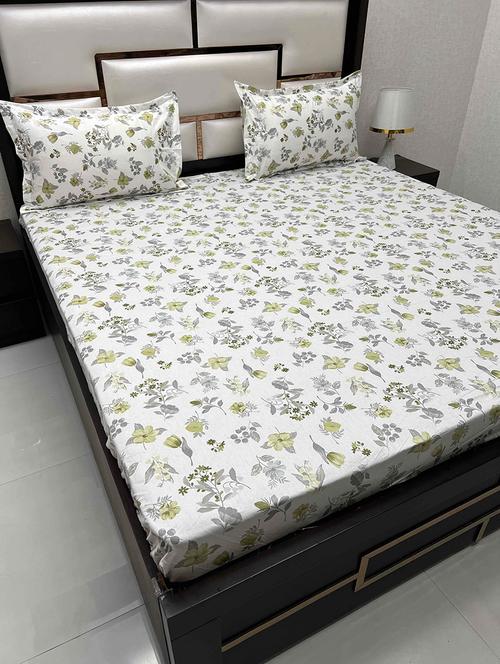 printed tc fitted king-sized bedsheet with 2 pillow covers - 21602276 - Very Small Image - 1