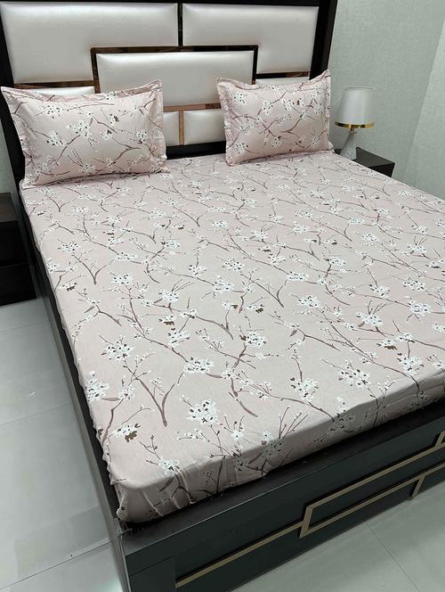printed tc fitted king-sized bedsheet with 2 pillow covers - 21602282 - Very Small Image - 1