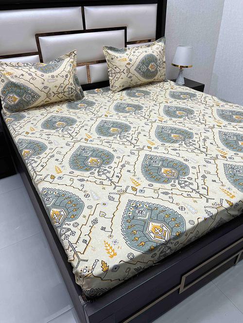 printed tc fitted king-sized bedsheet with 2 pillow coversc and 2 pillow covers - 21602462 - Very Small Image - 1