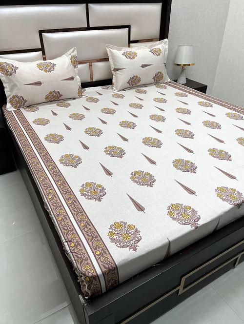 printed tc fitted king-sized bedsheet with 2 pillow covers - 21602636 - Very Small Image - 1