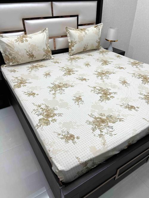 printed tc fitted king-sized bedsheet with 2 pillow covers - 21602675 - Very Small Image - 1