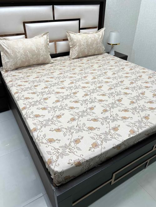 printed tc fitted king-sized bedsheet with 2 pillow covers - 21602700 - Very Small Image - 1
