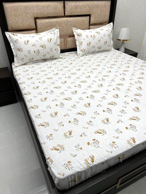 printed tc fitted king-sized bedsheet with 2 pillow covers - 21602789 - Very Small Image - 1
