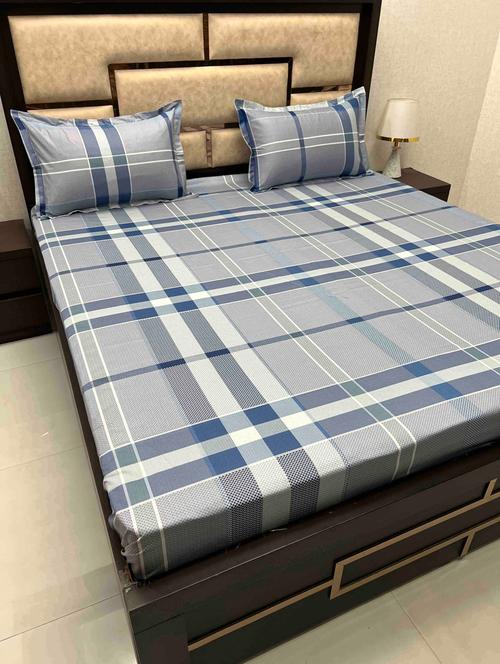 printed tc fitted king-sized bedsheet with 2 pillow covers - 21602847 - Very Small Image - 1