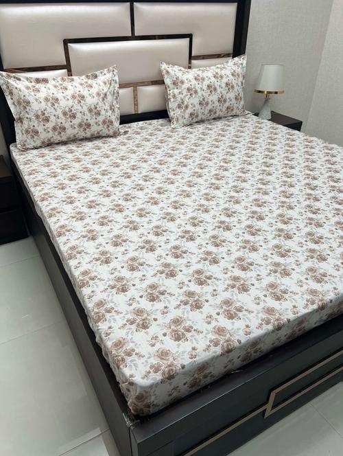 printed tc fitted king-sized bedsheet with 2 pillow covers - 21602940 - Very Small Image - 1