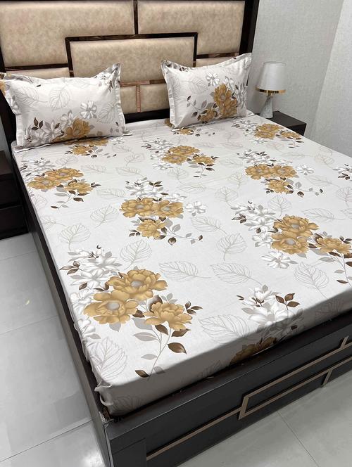 printed tc fitted king-sized bedsheet with 2 pillow covers - 21603256 - Very Small Image - 1
