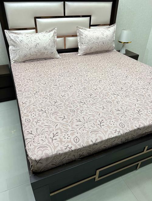 printed tc fitted king-sized bedsheet with 2 pillow covers - 21603836 - Very Small Image - 1