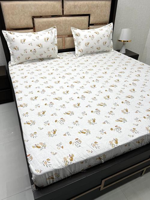 printed tc fitted king-sized bedsheet with 2 pillow covers - 21603875 - Very Small Image - 1